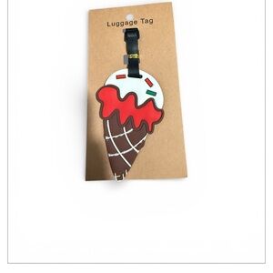 Ice Cream Cone Luggage Tag - Red and Brown 3 luggage tags